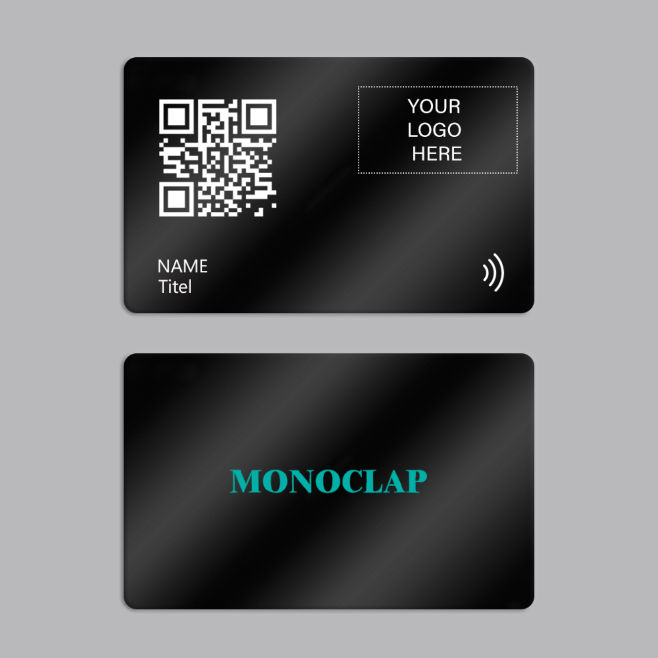 Black Matte PVC | Silver Print | Digital Business Card