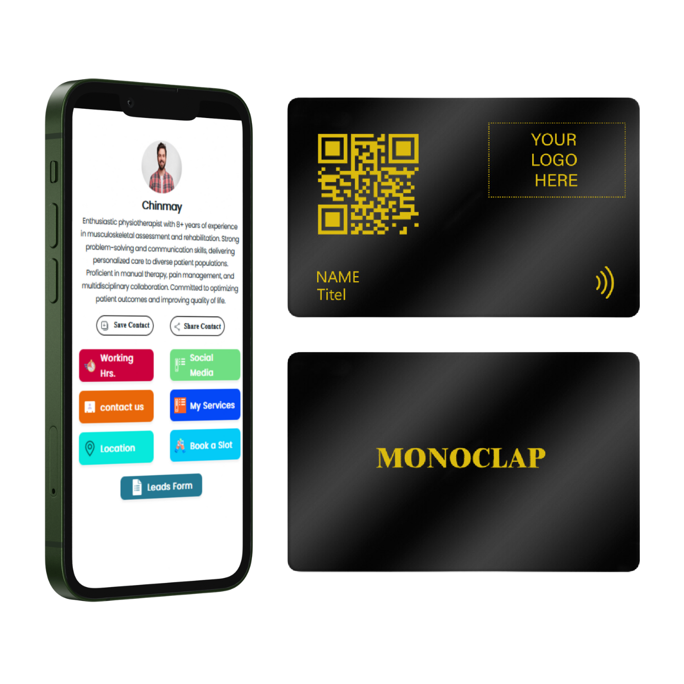 Black PVC | Gold Print | Digital Business Card