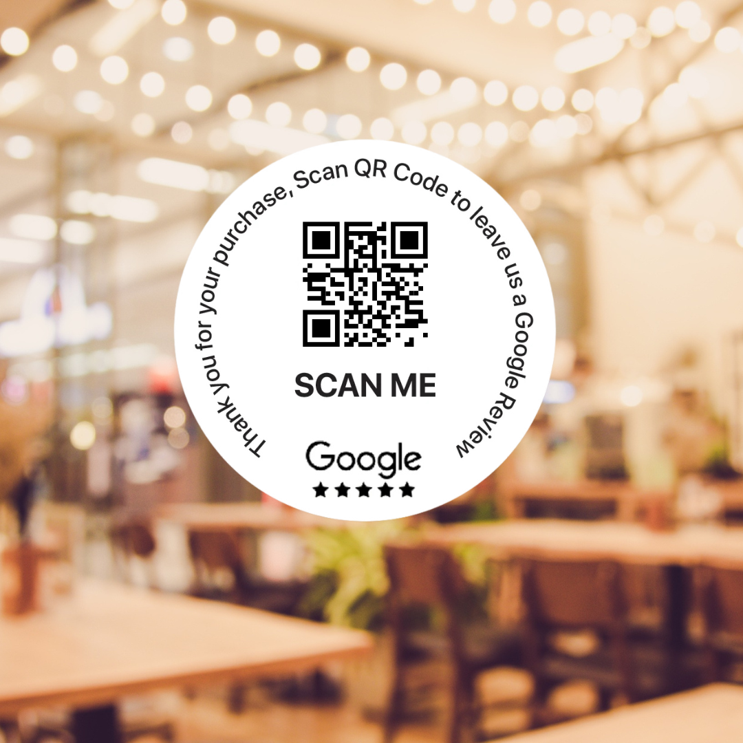 E-commerce Shipping Box Google Review Sticker White | QR Code | 100 x 50mm stickers