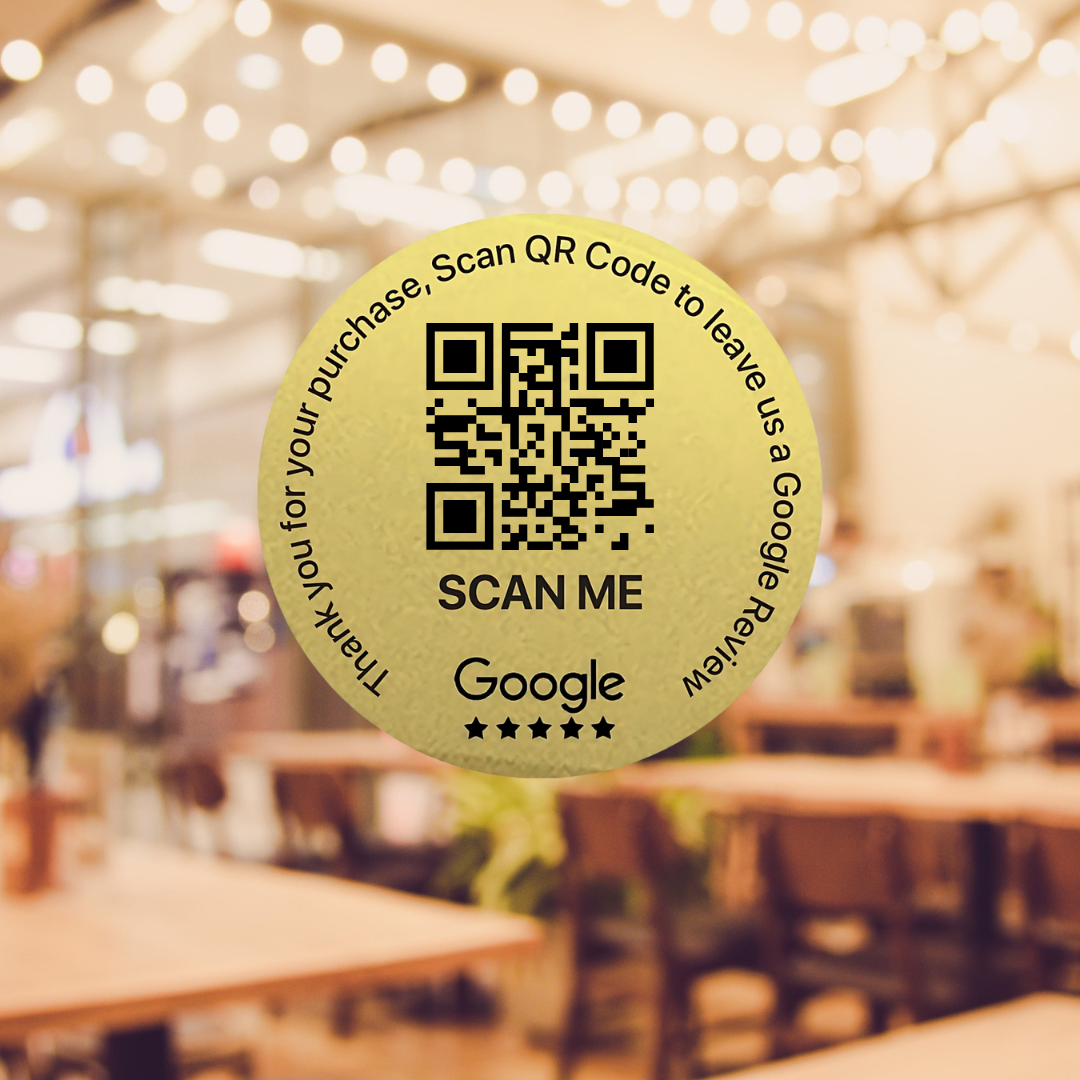 E-commerce Shipping Box Google Review Sticker Transparent Gold | QR Code | 100 x 50mm stickers