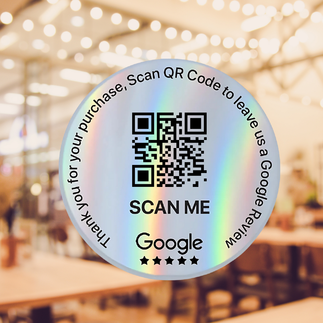 E-commerce Shipping Box Google Review Sticker Transparent Hologram | QR Code | 100 X 50 mm stickers