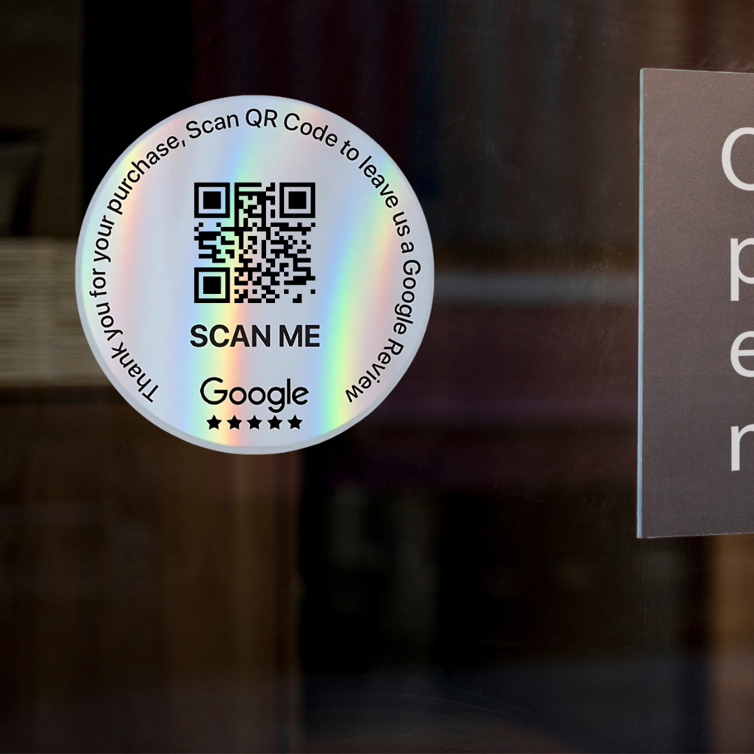 E-commerce Shipping Box Google Review Sticker Transparent Hologram | QR Code | 100 X 50 mm stickers