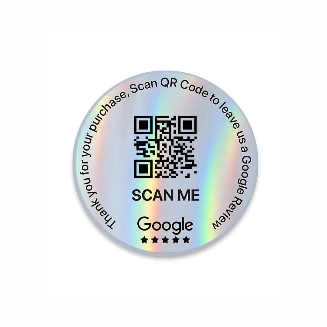 E-commerce Shipping Box Google Review Sticker Transparent Hologram | QR Code | 100 X 50 mm stickers