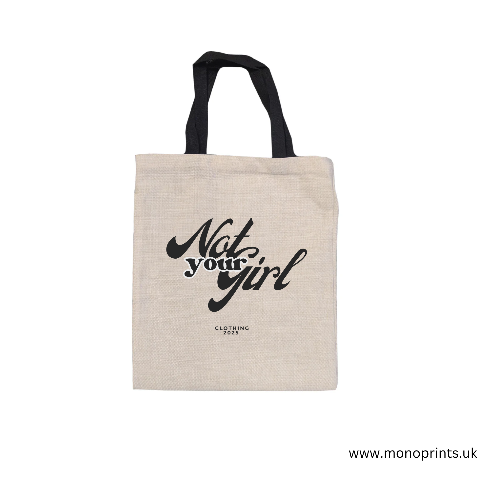 Bags - LINEN - Tote Bag with Short Black Handles - 37cm x 42cm