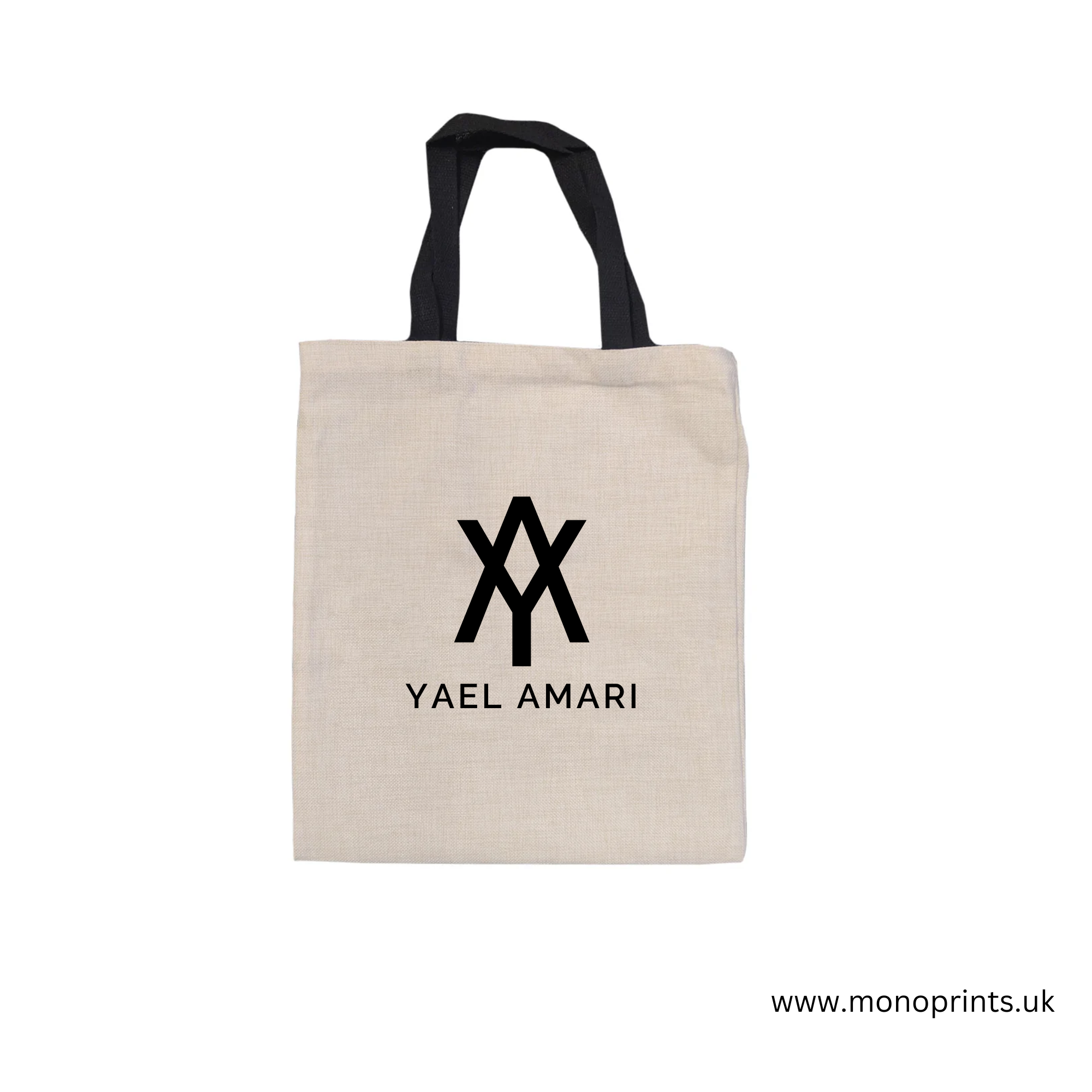 Bags - LINEN - Tote Bag with Short Black Handles - 37cm x 42cm