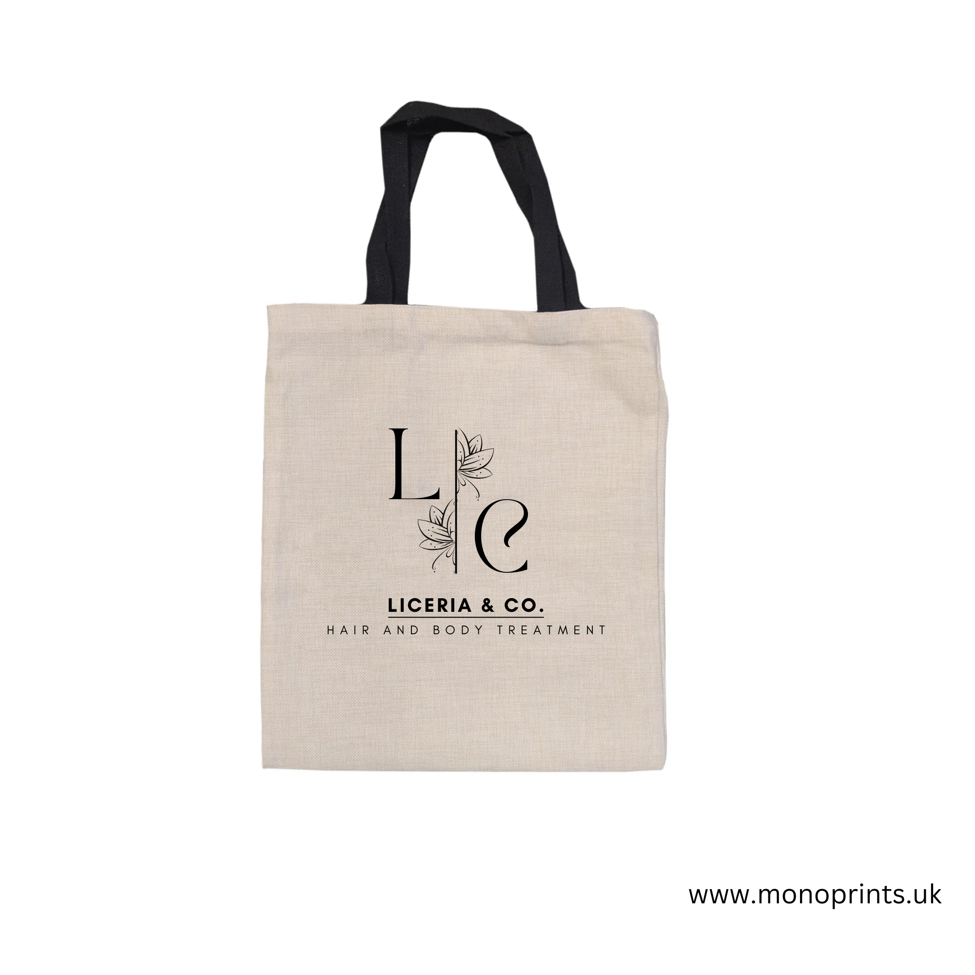 Bags - LINEN - Tote Bag with Short Black Handles - 37cm x 42cm