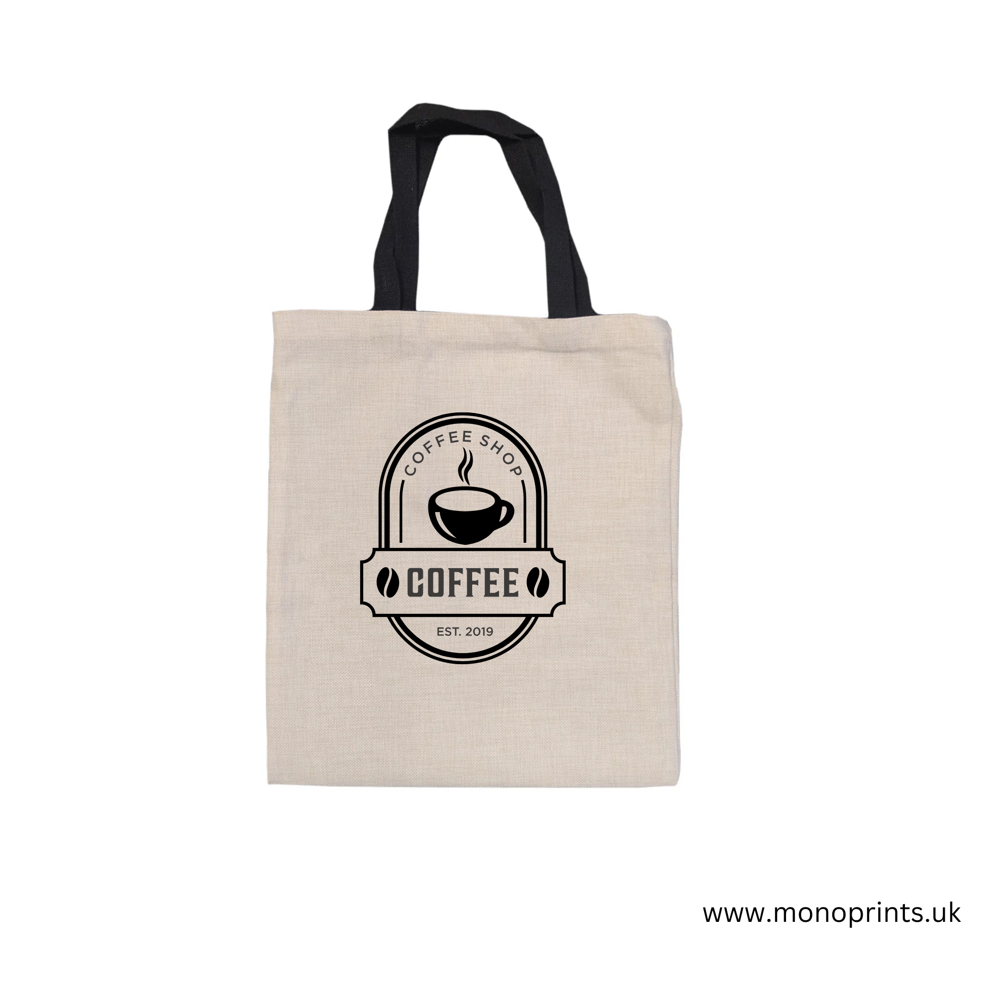 Bags - LINEN - Tote Bag with Short Black Handles - 37cm x 42cm