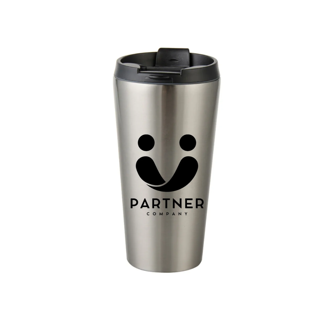 Mugs - STAINLESS STEEL - 16oz Tumbler with Lid - Silver