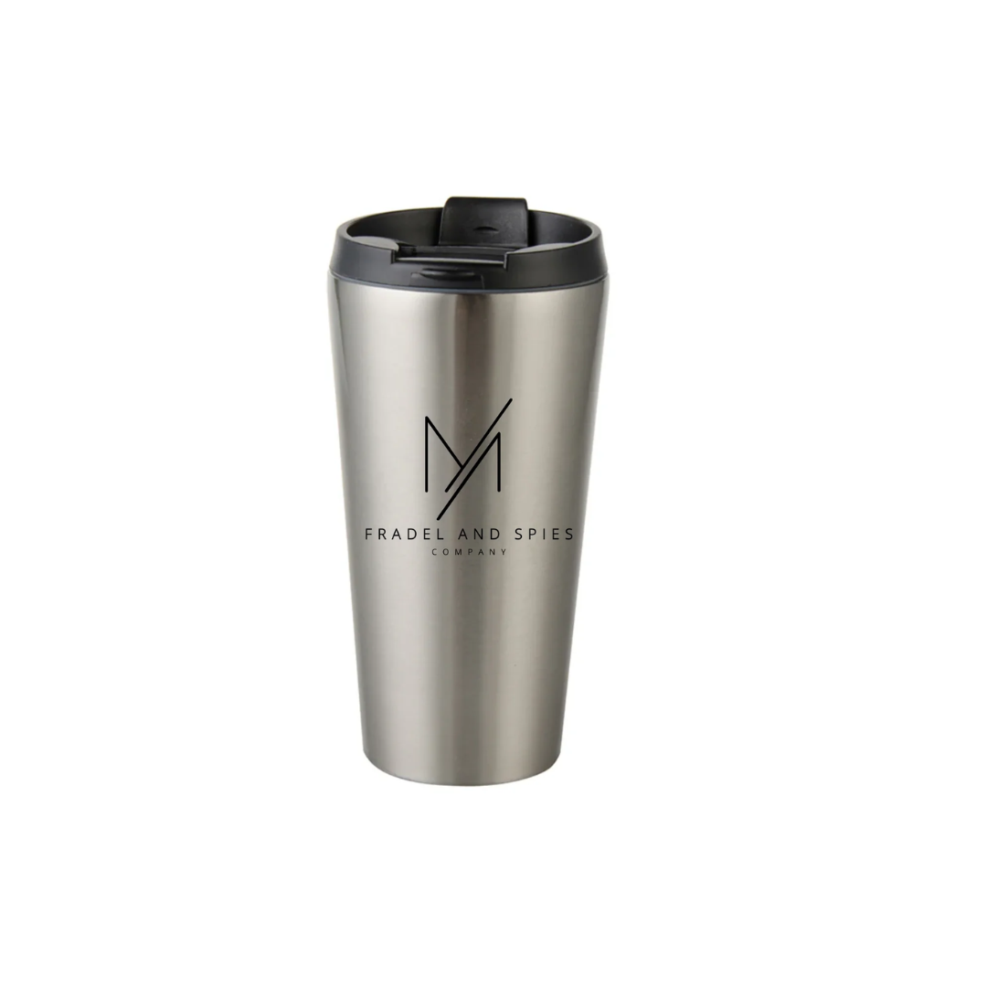 Mugs - STAINLESS STEEL - 16oz Tumbler with Lid - Silver